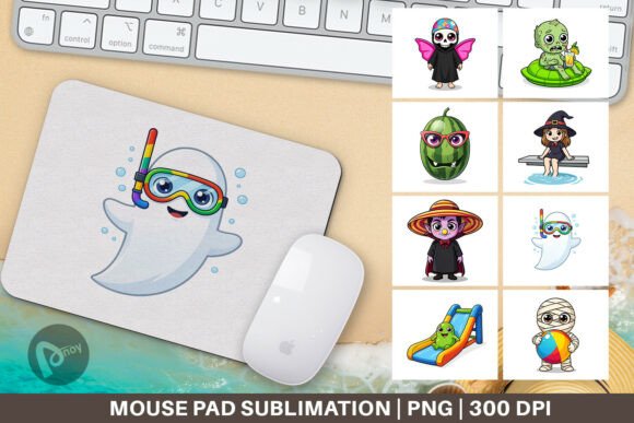 Big Eye Summer Halloween Mouse Pad PNG
