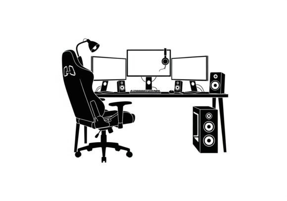 Black and White Computer Workstation: A Timeless and Functional Setup