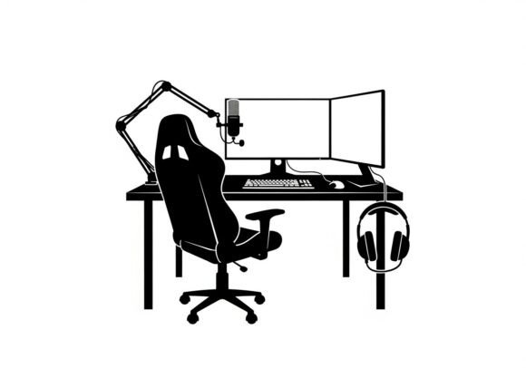 Black Office Workstation Computer Monito