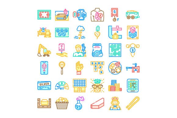 Colorful Icon Set Representing Various C