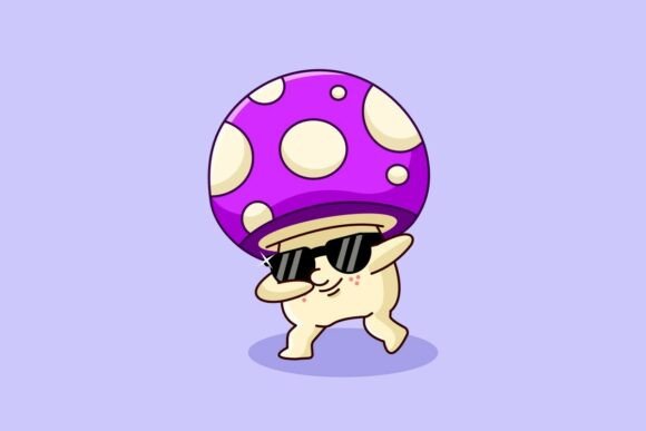Cool Mushroom Dabbing with Sunglasses