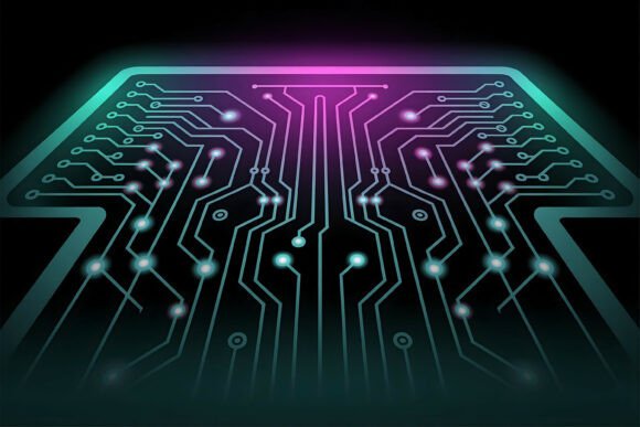 Cyber Neon Circuit Board Background