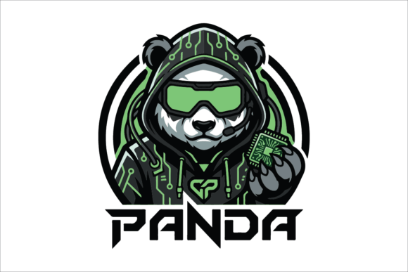Cyberpunk Tech Panda Mascot Logo Design