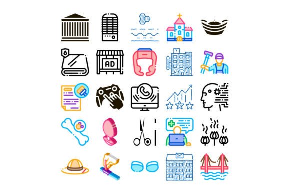 Diverse Collection of Line Icons Illustr