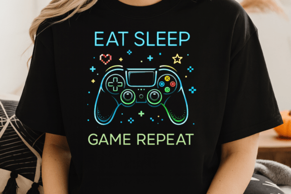 Eat Sleep Game Repeat Shirt PNG