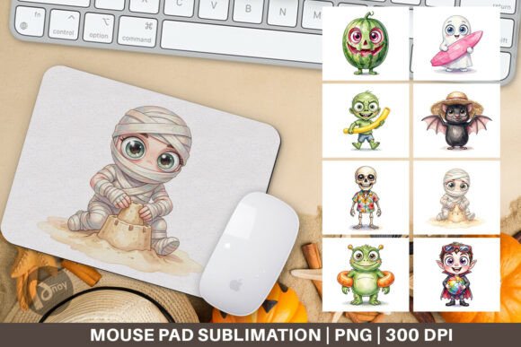 Enhance Your Workspace with the Watercolor Coastal Halloween Mouse Pad