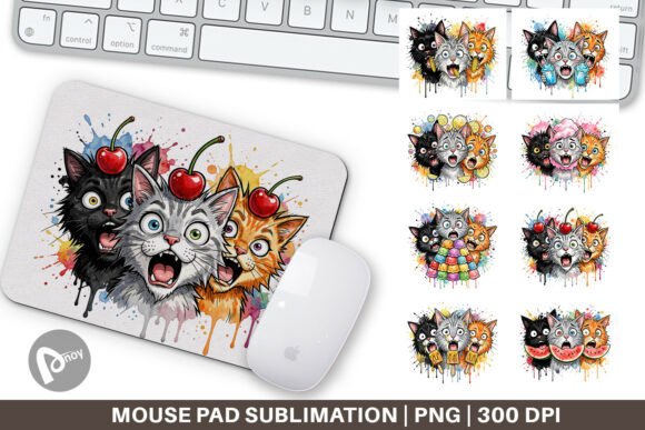 Funny Treat Panic Cats Mouse Pad PNG