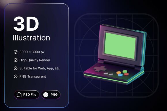 Game Boy Advance 3D Icons for Retro Gaming and Digital Projects