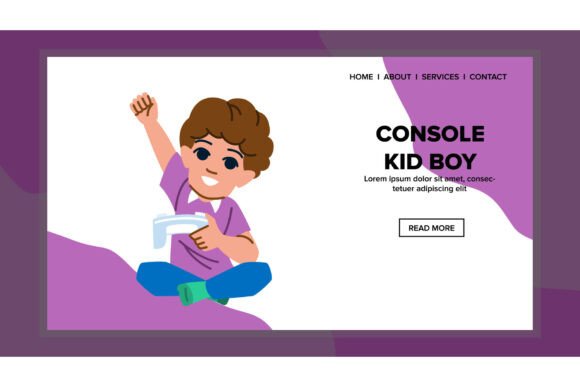 Gamer Console Kid Boy Vector