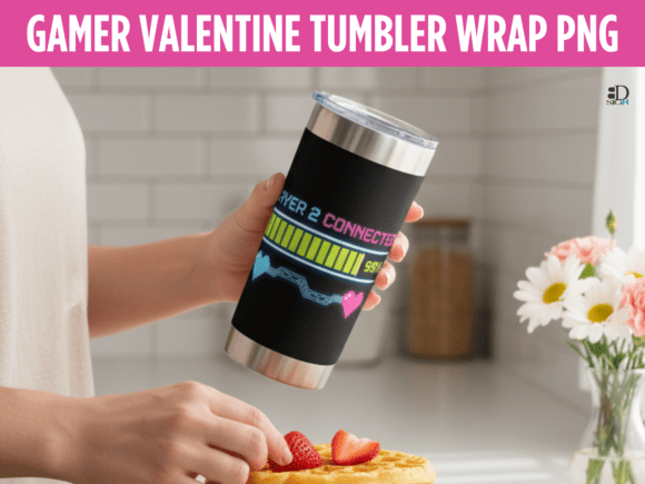 Gamer Valentine Skinny Tumbler Wrap PNG