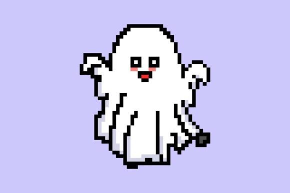 Halloween Ghost Boo in Pixel Art