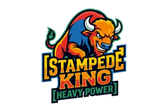 Heavy Power Charging Bull Mascot Logo
