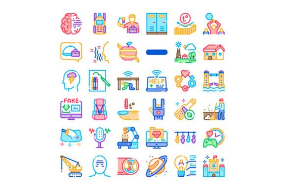 Icons Collection Representing Various Mo