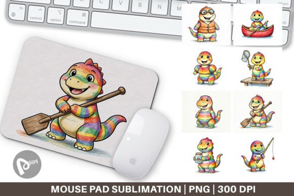 Lake Dino Watercolor Mouse Pad Digital