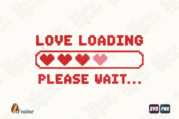 Love Loading Pixel Hearts Valentine SVG