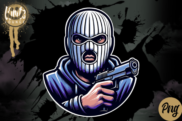 Masked Gangster with Handgun: A Bold Urban Icon