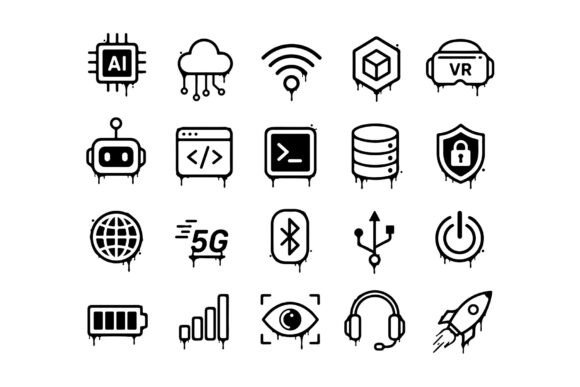 Minimal Graffiti Tech Icon Set – Modern
