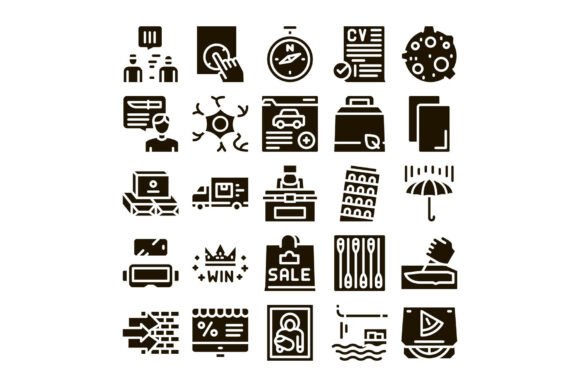 Modern Pictogram Glyph Icons Collection for Everyday Use