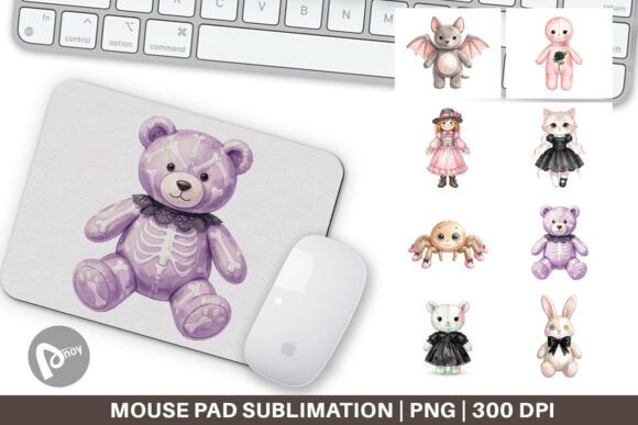Pastel Goth Plushies Mouse Pad Design