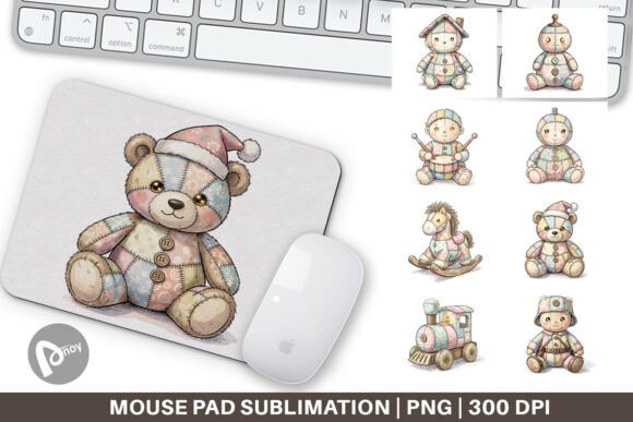 Patchwork Christmas Toy Mouse Pad PNG