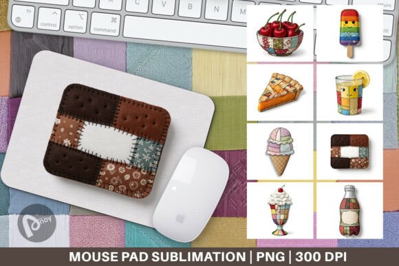Patchwork Summer Treats Mouse Pad PNG: A Stylish and Functional Addition to Your Workspace