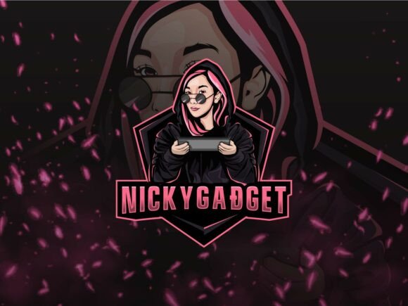 Pink Gamer Girl Mascot Logo