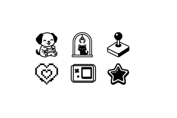 Pixel Heart Cat Claw Dog Game Icons