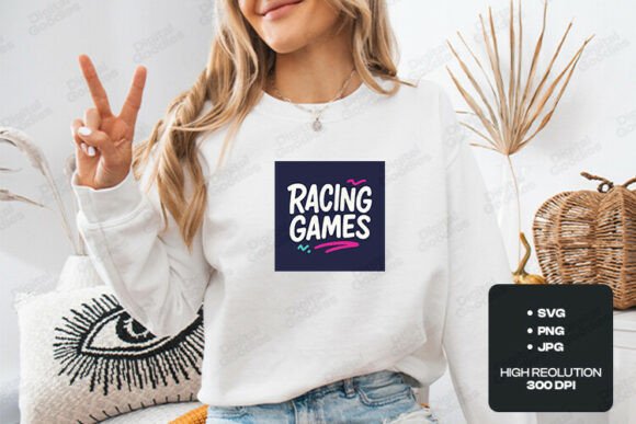 Racing Games Funny Gamer Typography for Creative Workflows