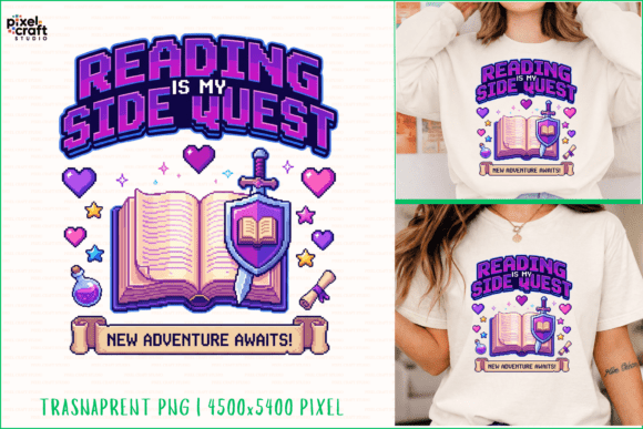 Reading is My Side Quest - Book Lover PNG: A Unique Fusion of Gaming and Literature