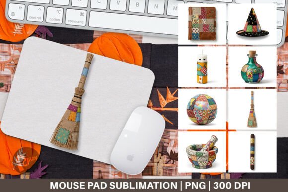 Stitched Patchwork Witchcraft Mouse Pad and Sublimation Mouse Pad: A Creative Addition to Your Workspace