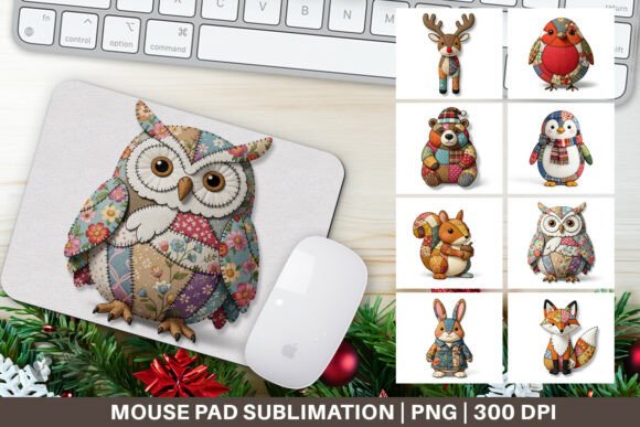 Stitched Woodland Patchwork Mouse Pad