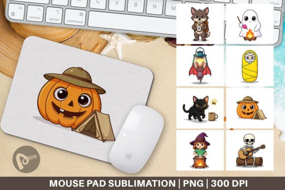 Summer Halloween Camping Mouse Pad PNG