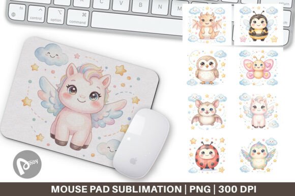 Tiny Winged Baby Animal Mouse Pad PNG