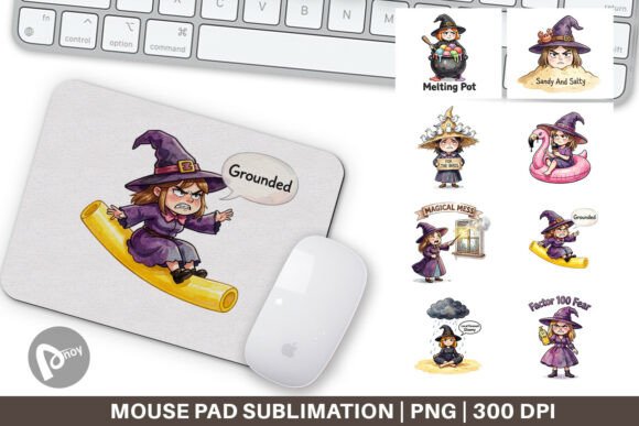 Tired Summer Witch Mouse Pad Digital PNG
