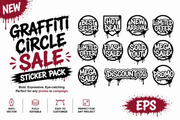 Urban Creativity Meets Promotional Power with the Graffiti Circle Sale Sticker Pack Messy