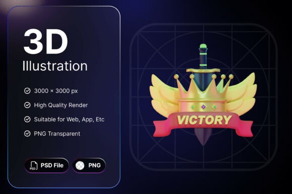 Victory 3D Icons for Game Success