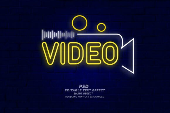 Video Neon Text Effect PSD