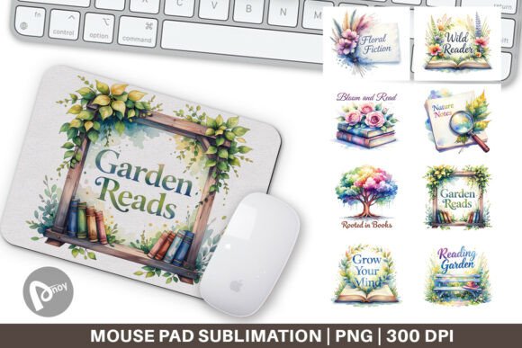Vintage Floral Book Quote Mouse Pad PNG: A Stylish Addition to Your Workspace