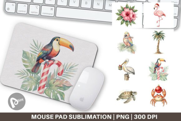 Vintage Tropical Christmas Mouse Pad PNG: A Stylish Addition to Your Workspace