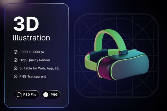 VR Glasses 3D Icons for Digital Innovation