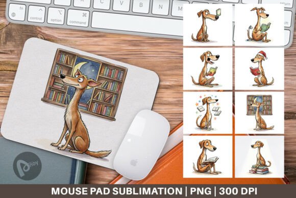 Watercolor Dog Reading Book Mouse Pad: A Creative Addition to Your Workspace