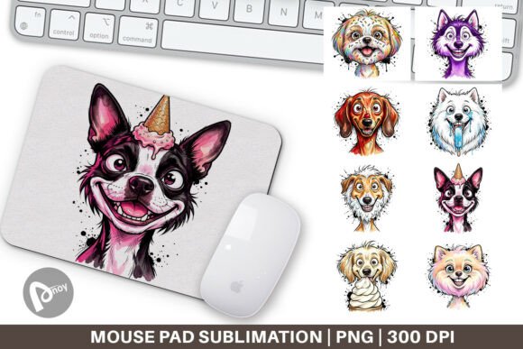 Watercolor Dog Summer Treat Mouse Pad