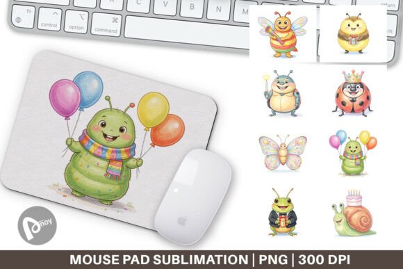 Watercolor Garden Bug Birthday Mouse Pad