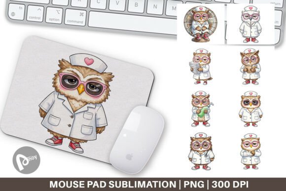 Watercolor Medical Owl Mouse Pad PNG: A Creative and Functional Addition to Your Workspace