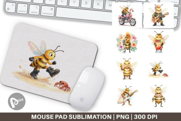 Watercolor Rocker Bee Mouse Pad PNG: A Creative and Practical Addition to Your Workspace
