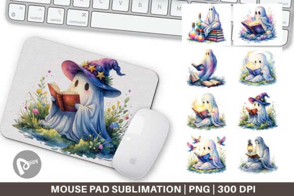 Watercolor Spellbook Ghost Mouse Pad PNG: A Creative Addition to Your Workspace