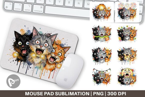 Watercolor Summer Night Cats Mouse Pad: A Creative Addition to Your Workspace