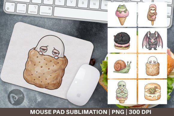 Watercolor Tired Character Mouse Pad PNG