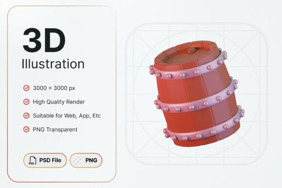 Wooden Barrel Icon: A Versatile Asset for Fantasy Game Design